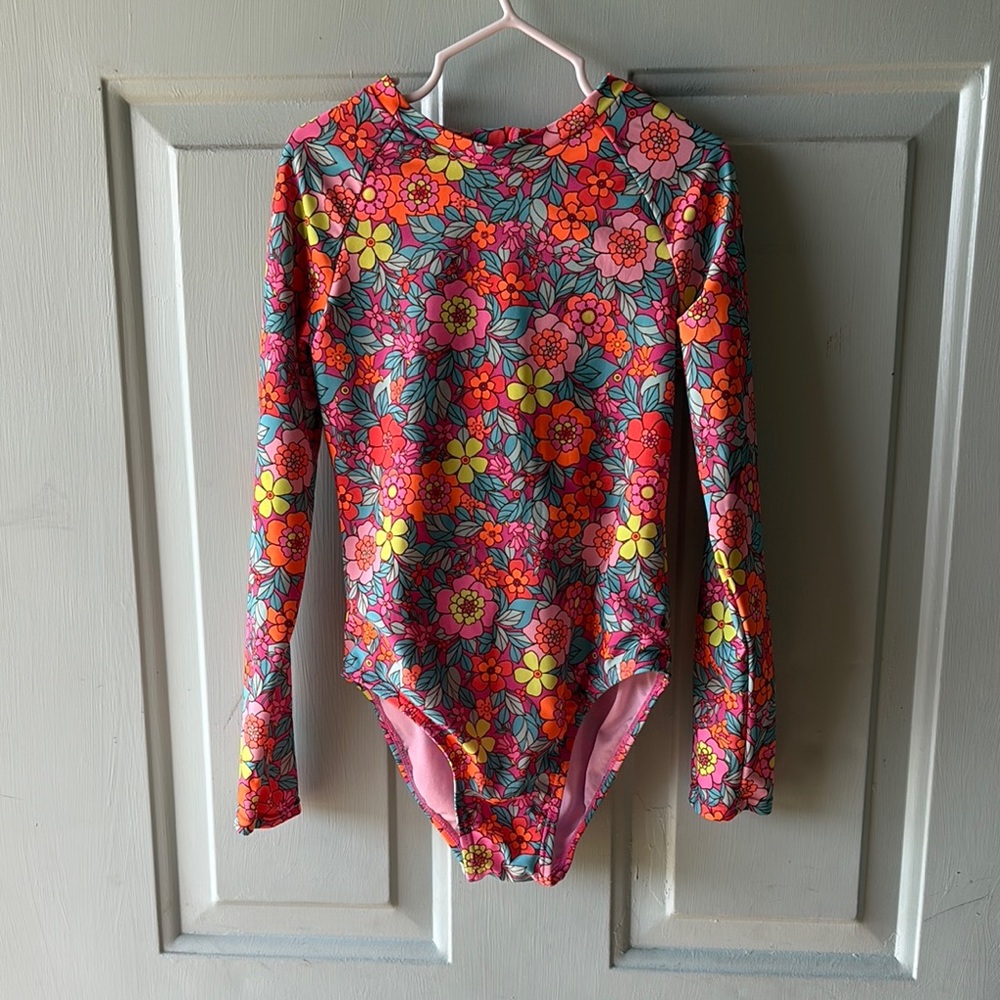 Floral Long Sleeve Kids Swimsuit